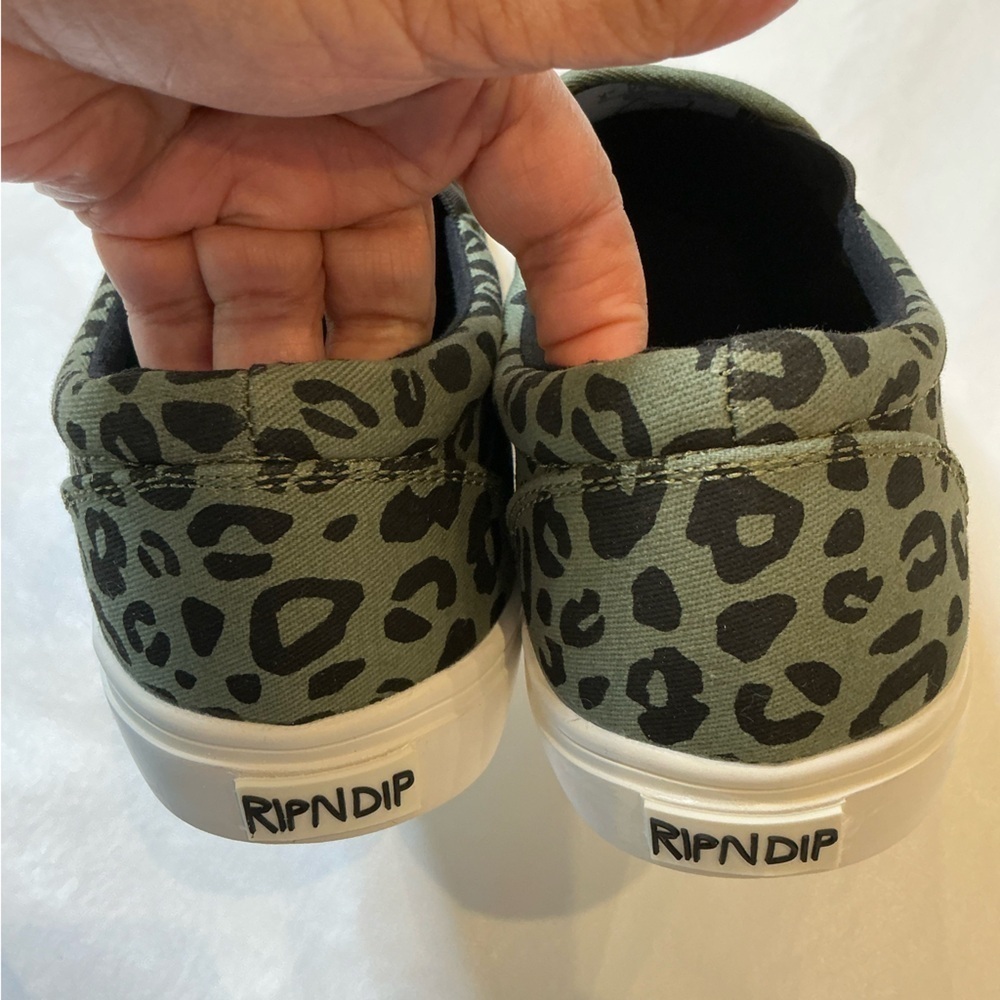 RipNDip Leopard Print Slip-On Sneakers Black and Green Size 8 - Picture 10 of 12